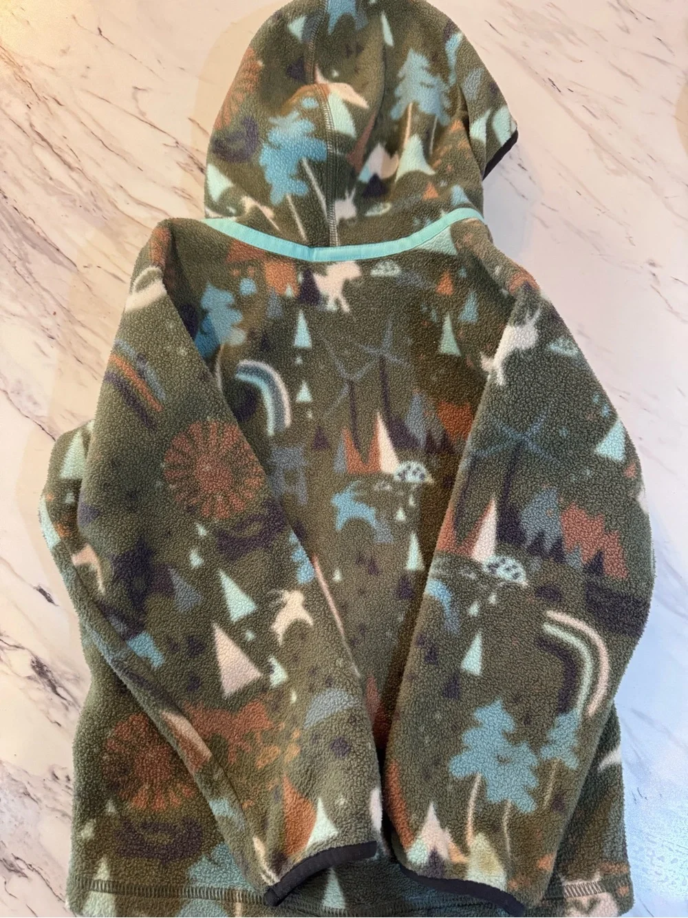 Patagonia Kids' Green Patterned Fleece Hoodie Jacket 4